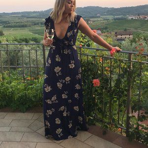 Amuse Society Blue Floral Maxi Dress - Size M